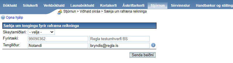 Stjórnun - Sækja um rafræna reikninga