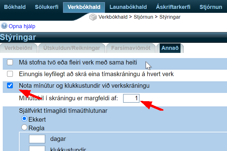 POS stýringar í verkbókhaldi