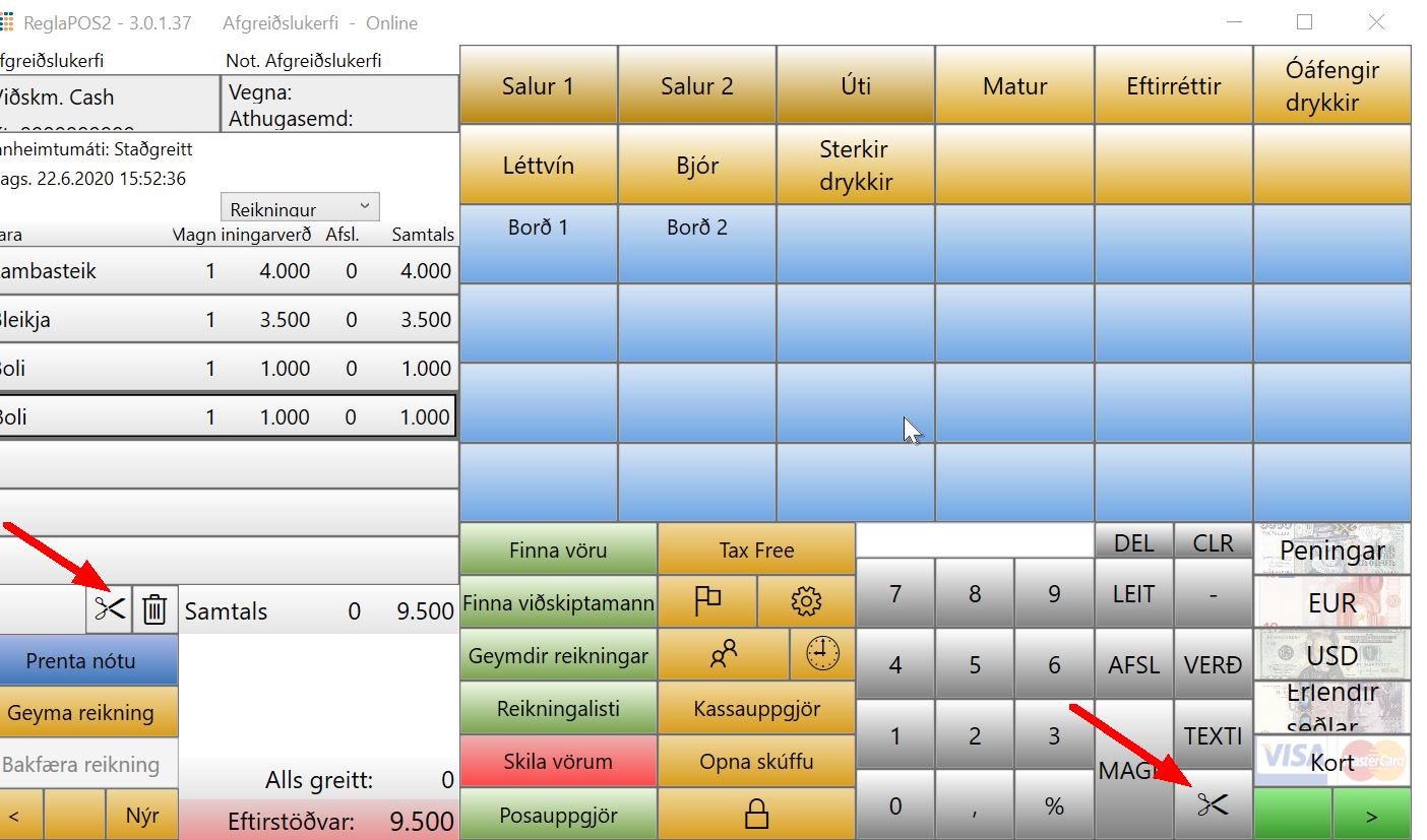 POS skipta reikningi 1