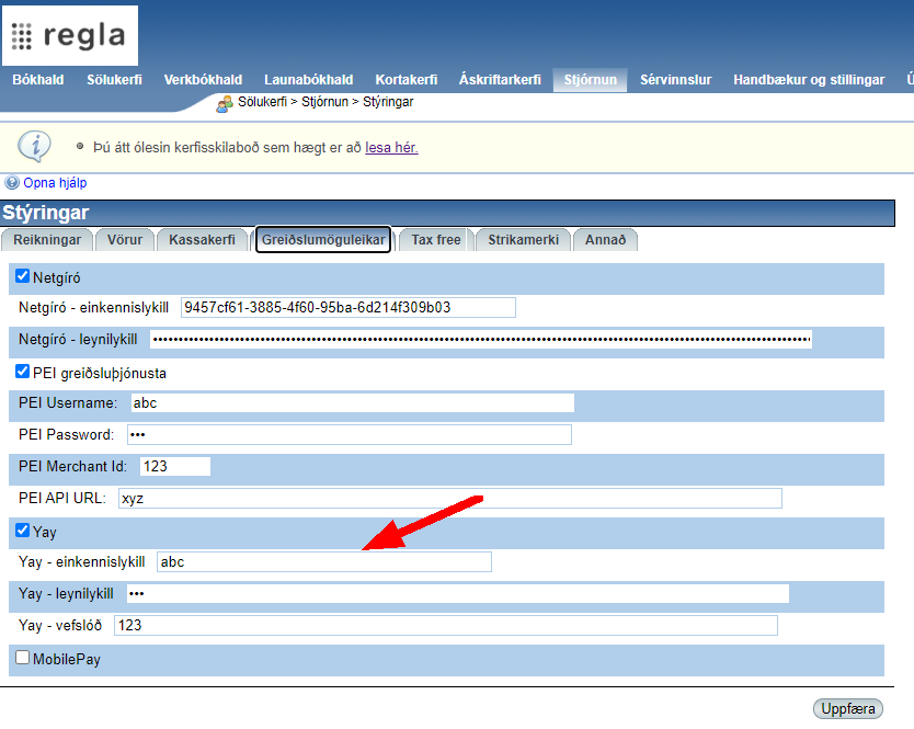 POS ferðaávísun stýringar