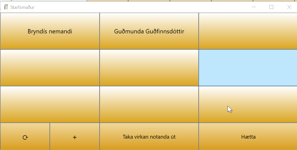 POS stofna starfsmann í kassa