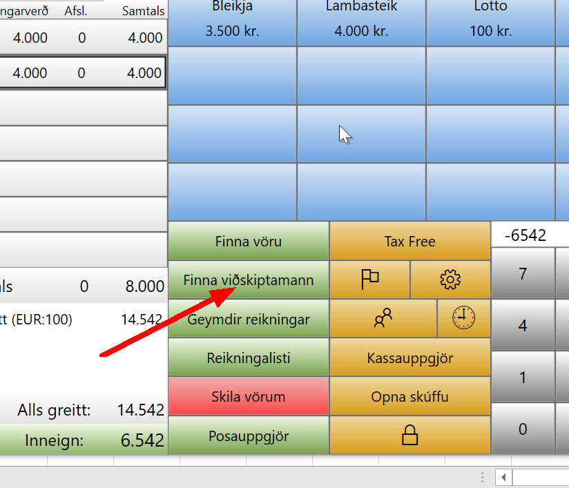 POS finna viðskiptamann