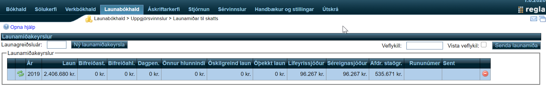 Launakerfi - uppgjörsvinnslur - launamiðakeyrsa